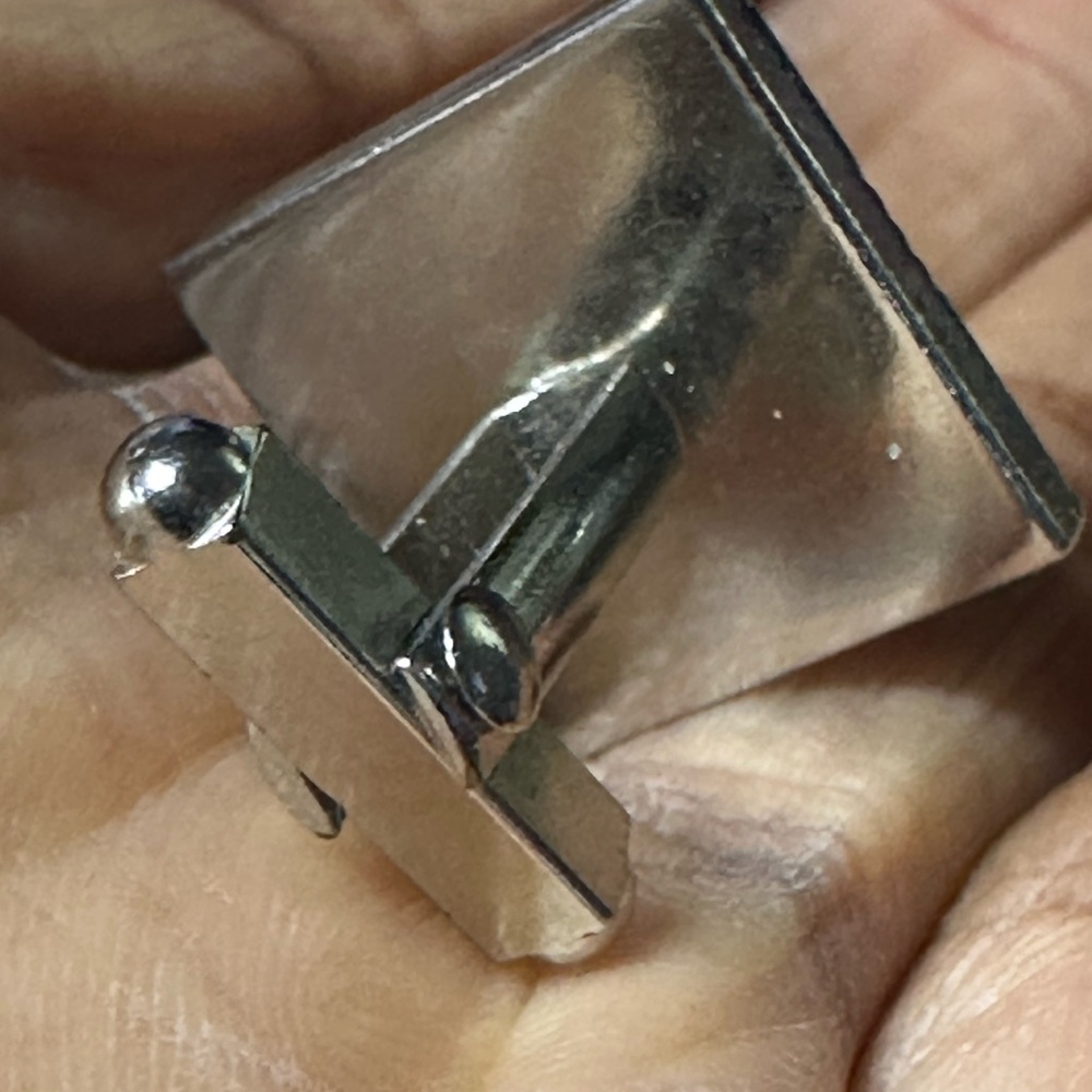 Classic Square Silver Cufflink With Linear Engrav… - image 8